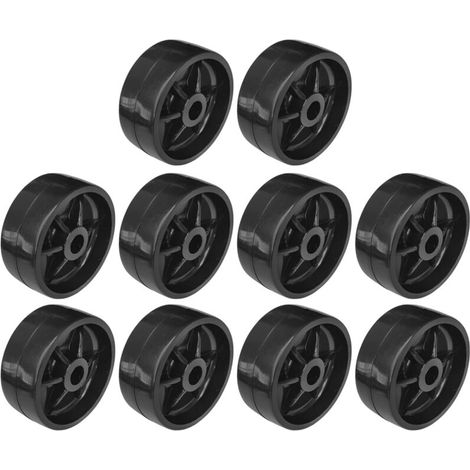 10x Roulette 38mm en plastique rigide noir pour utilisation universelle Galet Poulie Roue Rouleau Meuble Porte coulissante Tiroir Lit Placard (1/2)