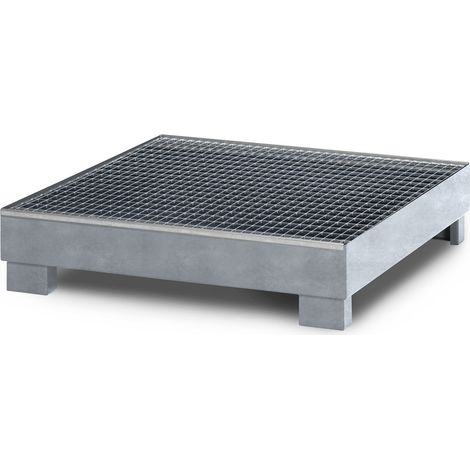 RR Industrietechnik Auffangwanne aus Stahl für 4x 200 Liter Fass mit Gitterrost verzinkt