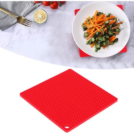 Tapis isolant en silicone alimentaire anti-brûlure, épais, pour four à micro-ondes (rouge) (1/5)