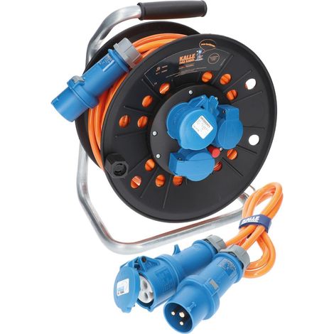 Kalle Campingkabeltrommel CEE 230V 16A 2,5mm² Extreme Signal Orange IP44 25 Meter im Set mit Anschlussleitung 1,5 Meter (1/5)