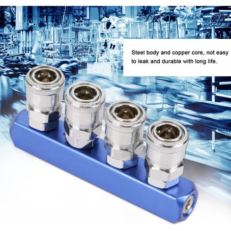 Raccord rapide pneumatique femelle 12 mm pour tuyau d'air, filetage PT1/4 (4 voies) (1/5)