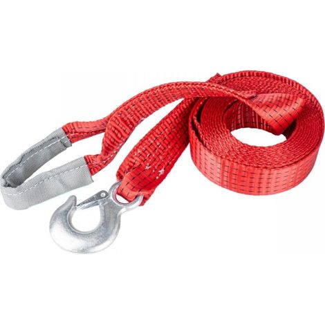 Corde de remorquage, corde de remorquage, ruban, 7500 kg, 50 mm, 5 m, crochet + œil, AMIO-02014
