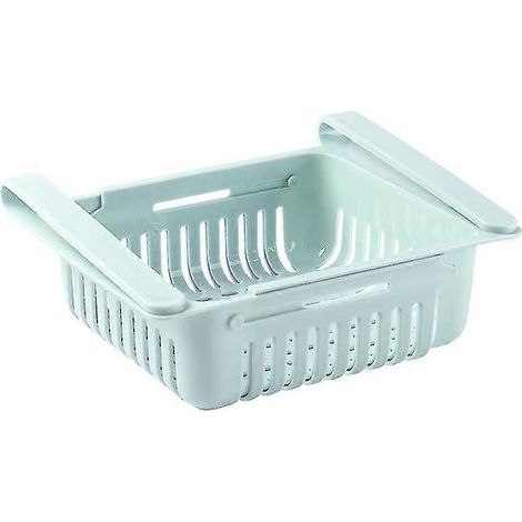 Boîte de rangement pour réfrigérateur, lot de 2, en plastique, à suspendre, pour tiroir de réfrigérateur, réglable, pour garde-manger (bleu) (1/4)