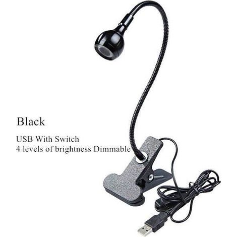 LAMPE A POSER,Black Dimmable-UV Color-3W--Lumière de bureau Led USB argent-noir, Mini Clip Flexible lumineux Led lampe UV sèche ongl (1/4)