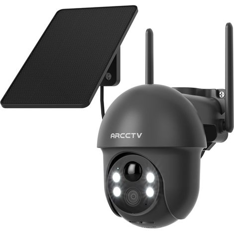 Caméra de Surveillance Solaire extérieure 4MP, Wi-FI 2,4/5 GHz, Alarme en Cas de détection de Personnes, Vision Nocturne en Couleur, Audio bidirectionnel, étanche, Compatible avec Alexa, Gris