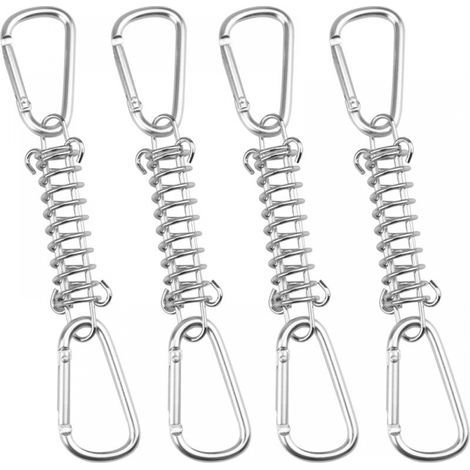 Boucle Ressort Tension Fixation Store - Voile D'ombrage Fixations Accessoires en Acier Inoxydable avec 4 Ressorts HéLicoïdaux 8 Mousquetons, 4 PCS (1/5)