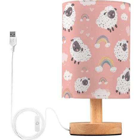Kcldeci Jolie lampe de chevet motif bébé mouton pour chambre à (1/5)