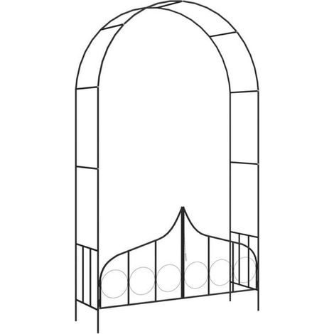 Arche de jardin avec porte, noire, 138 x 40 x 238 cm, fer forgé (1/5)
