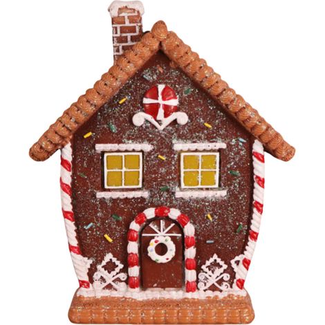 Maison en pain d'épice Résine Décoration lumineuse de Noël pour intérieur, salon et table des fêtes de fin d'année (1/5)