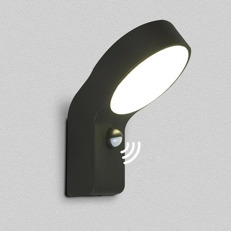 8.5W LED Intégrée Applique Murale Exterieur Avec Détecteur de Mouvement en Aluminium 220-240V, IP65 950LM 3000K Étanche Luminaire Exterieur Pour Jardins, Entrées et Garages, Noir, 22.5cm (1/5)