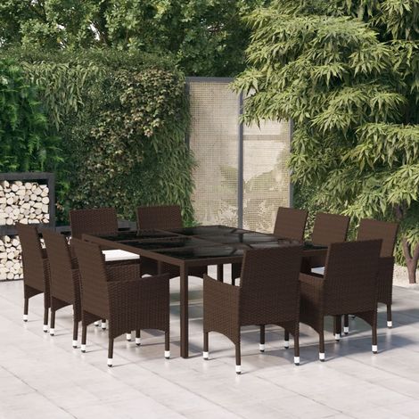 Garden Dining Set Brown and cream white vidaXL (1/5)