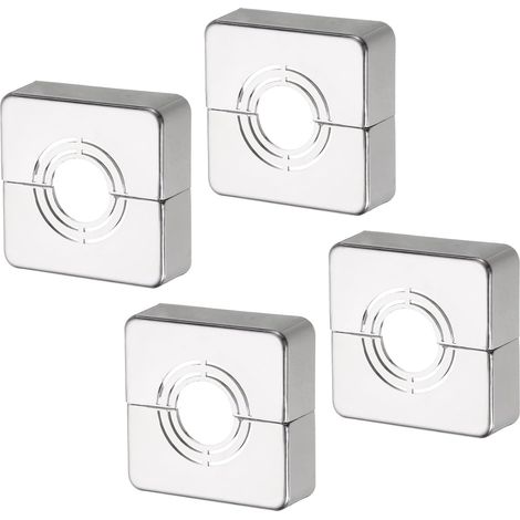 4pcs Shower Plate Flange 60mm/2.4" OD Pipe Cover ABS Square Plumbing Plate For 20mm/0.8" Dia Water Pipe Accessories Decoration Tap, Silver Tone (1/5)