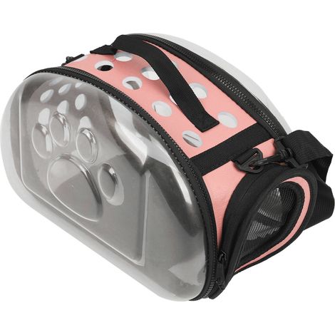 Sac de transport pliable d'extérieur pour animaux de compagnie, transparent, pour chat ou chiot, bandoulière, rose, taille S (1/5)