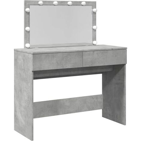 Coiffeuse avec LED, Gris Béton, 100x40x120 cm (1/5)