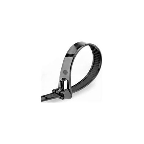 Collier de Serrage Réutilisable en Nylon 200 mm × 7,6 mm Attache Câble Plastique Rilsan Serre Câbles Noir Lot de 100 Pièces (1/3)