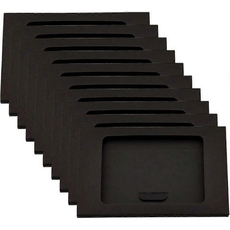 Set mit 10 Aufbewahrungsboxen aus Kraftpapier für Briefumschläge und Postkarten mit Sichtfenster – 16 x 10,5 cm – Schwarz (1/4)