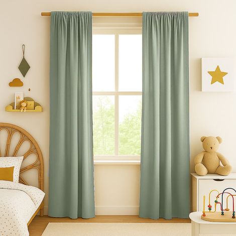 Lot de 2 rideaux pour chambre bébé et enfant en double gaze de coton bio 65 x 260 cm - PANGIVO (1/5)