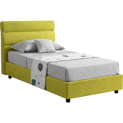 Letto Singolo Brenta, Sfoderabile, Contenitore Made in Italy, Dimensione Materasso 80x200 cm, Verde