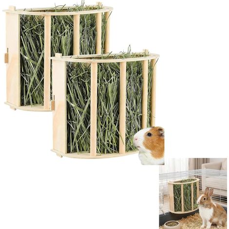 2 x Wooden Hay Rack for Rabbits and Guinea Pigs, Suitable for Small Animals, 25 x 13 x 18.8 cm (1/5)