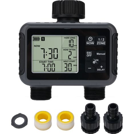 Minuterie d'arrosage avec écran LCD, 3 Modes d'arrosage, tuyau Programmable multifonctionnel IPX5 résistant à la pluie pour le jardin