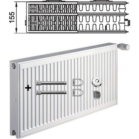 Kermi Profil-K therm-x2 Flachheizkörper Typ 33 Weiß 900x155x500mm mit Abdeckung 1512W bei 75/65/20 Grad C