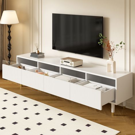 TV-Schrank MDF Weiß 178,0 x 35,0 x 45,0 cm mit 4 Schubladen, Kabelmanagement und minimalistischem Design (1/5)