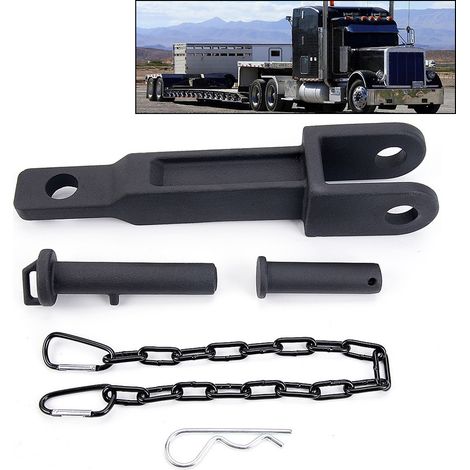 A20-6014 Tow Hook with Pull Pin and Chassis Pin for Peterbilt 384 Kenworth T170 - Black (1/3)