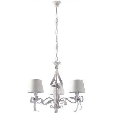 Lampadario Shabby Chic Lucy 3 Luci Bianco LuceArt Classic (1/5)
