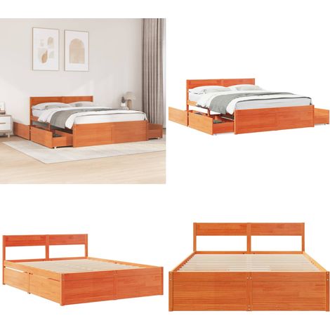 Massivholzbett ohne Matratze Wachsbraun 140x200 cm Kiefernholz - Massivholzbette - Holzbetten - Doppelbett - Boxspringbett - Kiefernbett - Home & Living (1/5)
