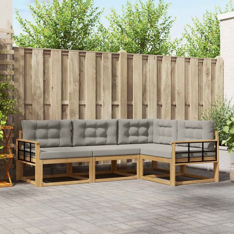 vidaXL Outdoor-Sofagarnitur 3 pcs Weiß und Hellgrau Polyester (1/5)