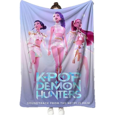 Couverture courtepointe en flanelle motif chasseur de démons K-pop 2025, housse de canapé, tapis 130 x 150 cm (1/4)