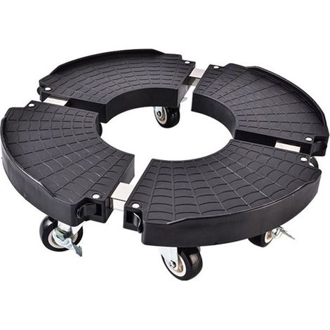 Fond de pot mobile, 8 roues, forte capacité portante, levage libre, antidérapant et absorption des chocs, matériau PP/acier inoxydable, noir (1/5)