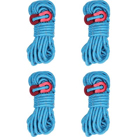 4 Pièces Corde de Tente Réfléchissante 4mm Haute Résistance pour Camping Léger, Hamac Extérieur Bleu