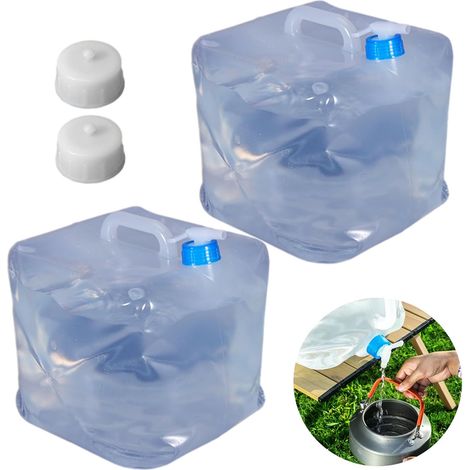 Ensemble de 2 récipients à eau de 10 L, sans BPA, avec robinet et poignée, seau pliable, jerrican de stockage d'eau portable pour une utilisation en extérieur-AquaForge (1/5)