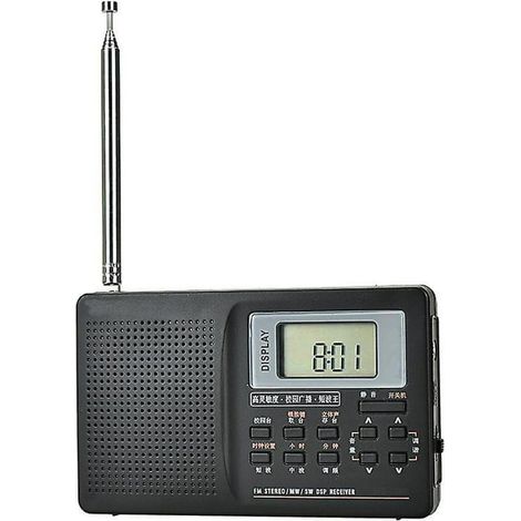 Radio Numérique Portable à Ondes Courtes, Récepteur Multibande avec Haut-Parleur, Écran LCD, Antenne Intégrée, pour Voyage et Maison, Noir (1/4)