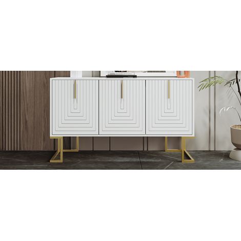 Table de cuisine moderne à trois compartiments, avec des étagères réglables, des portes en forme d’U et des poignées métalliques. Conforme aux exigences des salles à manger et des cuisines. Couleur bl (1/5)