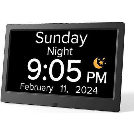 Réveil numérique 10 pouces, grand écran, horloge pour personnes atteintes de démence avec jour/date, heure d'été, cadeau pour les seniors et les personnes atteintes d'Alzheimer. (1/5)