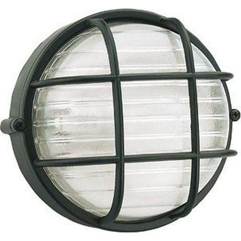Plafoniera Tonda Muro da Esterno Lampada Parete Gabbia Illuminazione Luce Sovil - Dimensione: Piccola - H 18 cm - Colore: Nera con Gabbia (1/5)