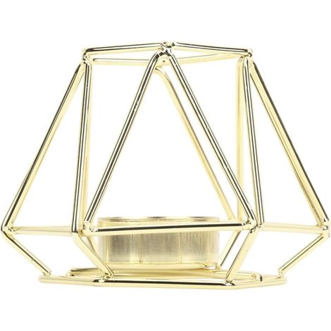 Piccolo portacandele geometrico dorato per lumini, ideale per decorare l'ufficio o la casa. - Crezuo