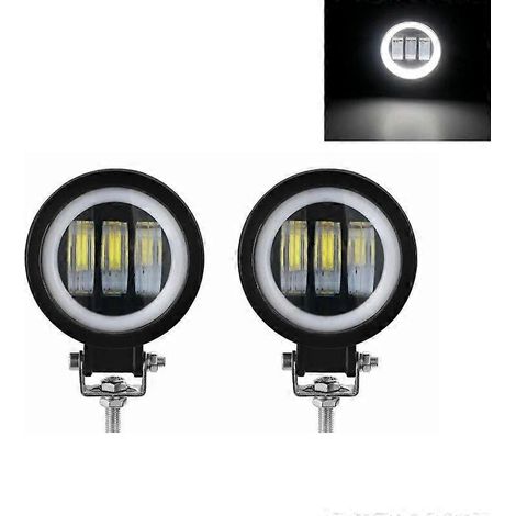 Phare de travail LED 3 pouces, projecteur de route, projecteur de route pour voiture, camion, moto tout-terrain, éclairage auxiliaire 12 V/24 V, feux antibrouillard, blanc 6000 K, 2 x 30 W rond (1/5)