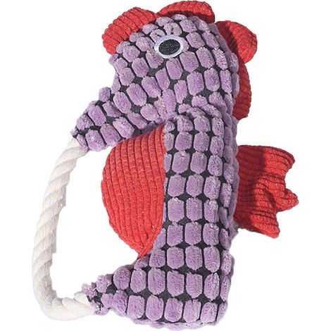 Seahorse design Pet jouet – Built-in Rattle et Rope Loop – pour chien Boredom Buster et nettoyage des dents Tug-of-War – Violet (1/5)