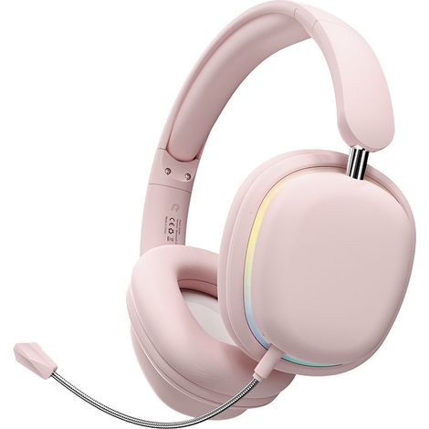Version améliorée avec effets lumineux (incluant un microphone de jeu), casque Bluetooth rose supra-auriculaire, casque (1/5)