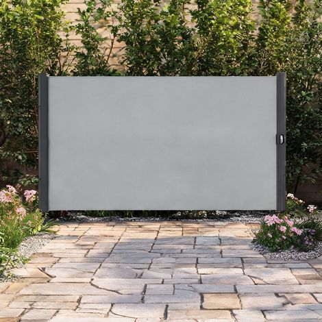 Store banne Brise-vue rétractable 4 x 1,6 m gris clair (1/5)