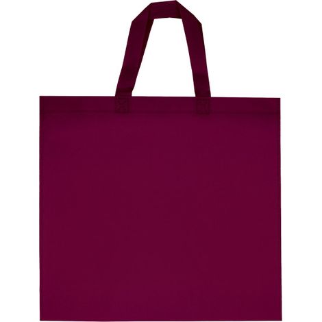 Bolsa fabricada en material no tejido (TNT), plana y cuadrada con asas cortas CHARLOTTE  Granate Caoba