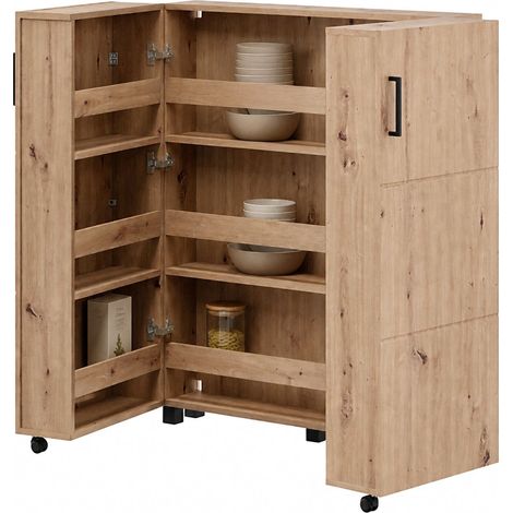 Scarpiera Ystad, Mobile Portascarpe 6 Ripiani, 2 Ante, Ante con Doppia Capienza, Apertura con Ruote, 92x33x113h cm Marrone Rovere Nodi