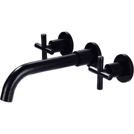 ROBINET DE LAVABO FIXATION MURALE 004 EN LAITON NOIR COLLECTION CÉPHISE (1/4)