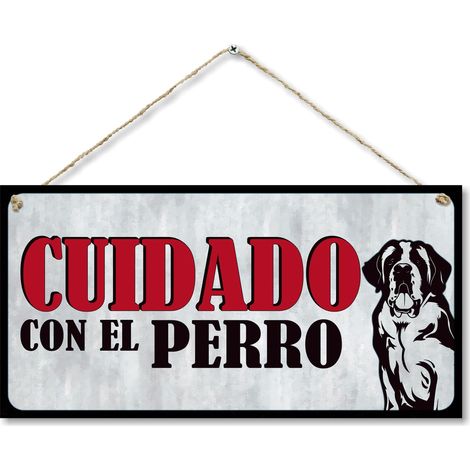 Attention au chien - Signaux d'avertissement pour la maison - Panneau de porte pour extérieur - 15 x 30 cm (1/5)