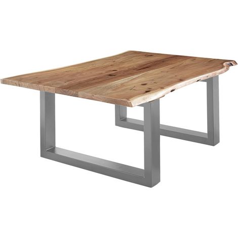 Couchtisch Baumkante 120x80 cm Akazie massiv + naturfarben silber LUBIN (1/5)