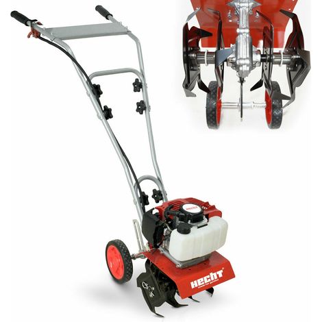 Motobineuse thermique 1,5 kW – Moteur 2 temps 9000 tr/min – 16 couteaux – Largeur de travail 250 mm – Pour sols durs et terrains accidentés – Hecht