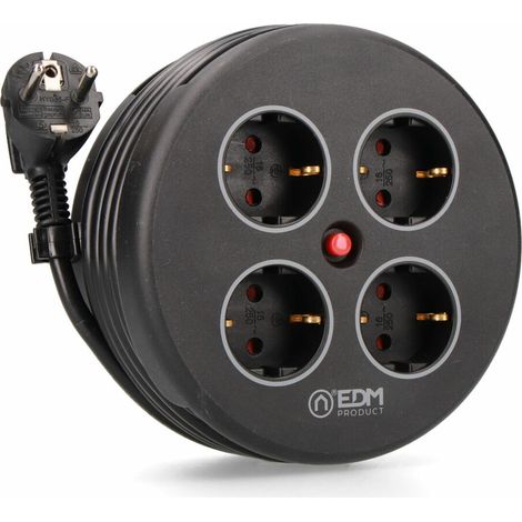 Avvolgicavo con 4 prese 2p+t Schuko, con protezione, 16 A 250 V, cavo H05VV-F 3g1,5mm² di 5 m, nero (1/5)